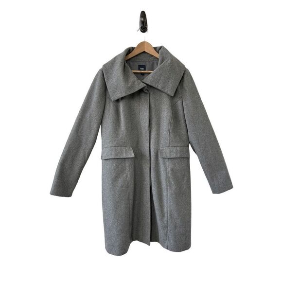 Gap Trench Coat Recycled Wool Blend Shawl Collar Gray Women’s Size XL - Picture 1 of 6
